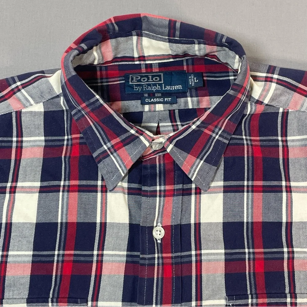 Polo Ralph Lauren VINTAGE Classic Fit Plaid Button Down Shirt - Mens Large